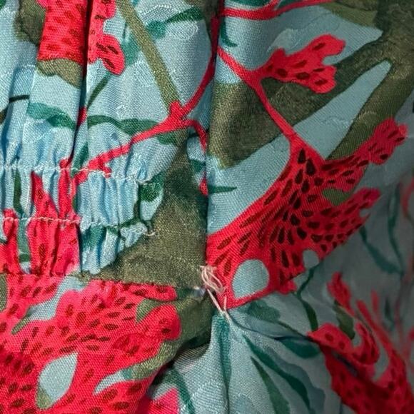 Saloni 100% Silk Blue Pink Lea Floral Print Altrd Maxi Dress Size US 14 UK 18 - Picture 9 of 11